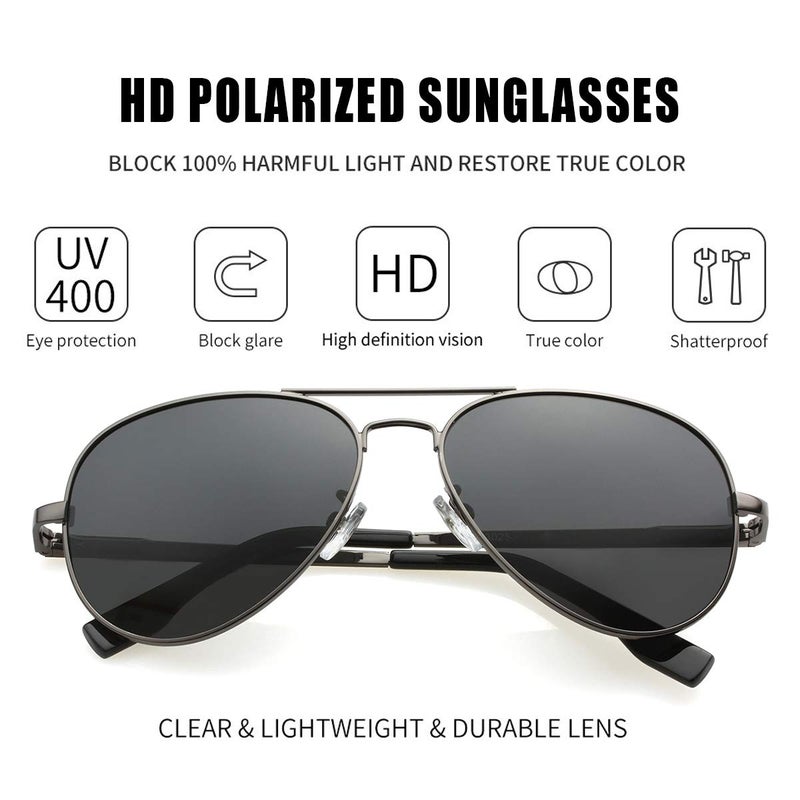 Kursan Kids Small Polarized Aviator Sunglasses for Boys Girls Age 4-18, 100% UV400 Protection, 52MM (Gunmetal/Black Lens) - Image 2